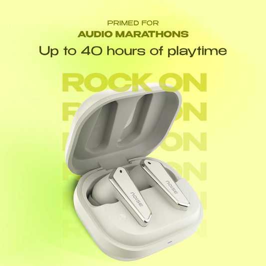 Noise Buds N1 Truly Wireless Earbuds with Chrome Finish, 40H of Playtime, Quad Mic with ENC, Ultra Low Latency Gaming (Up to 40 Ms), Instacharge(10 Min=120 Min), Bluetooth V5.3(Calm Beige)