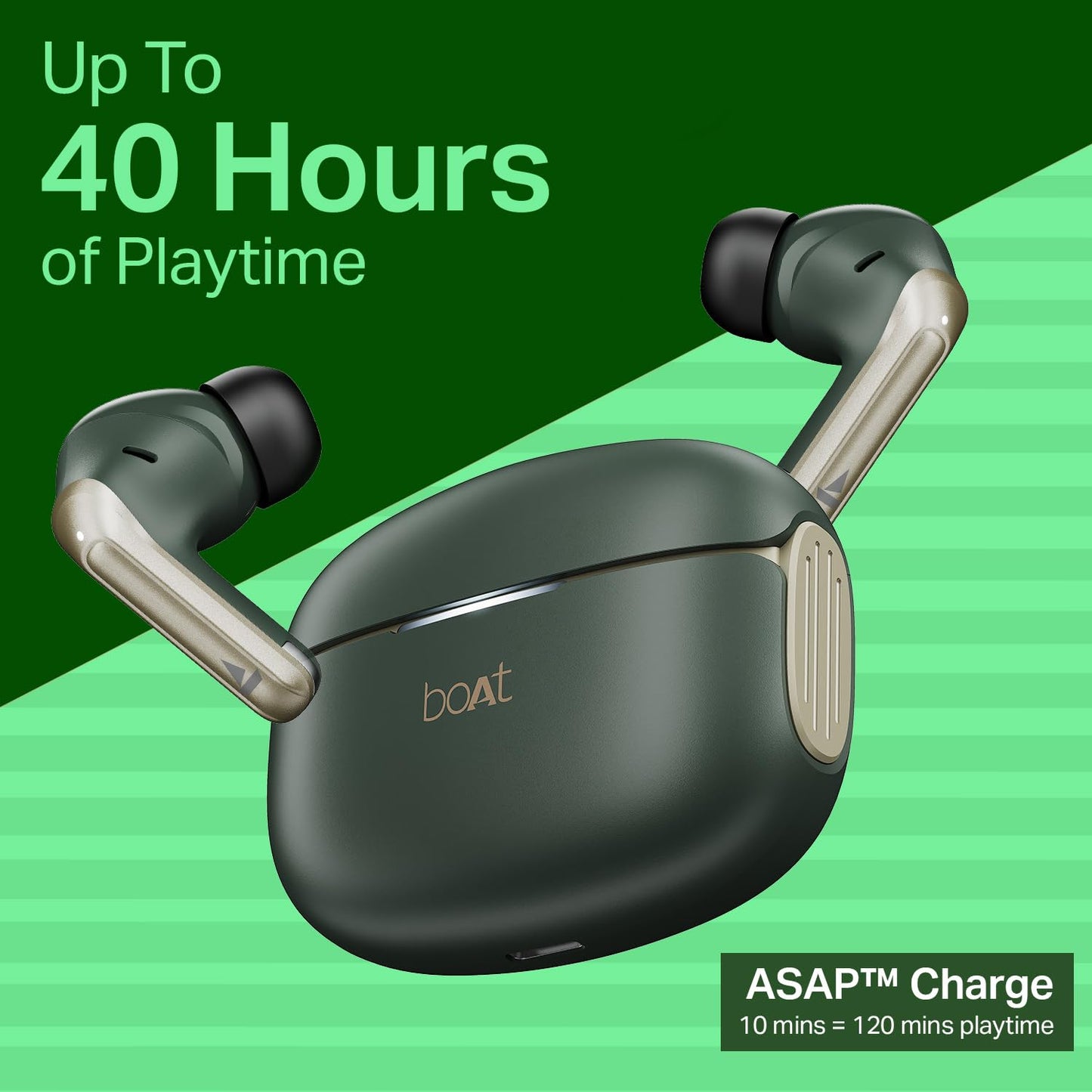 Boat 2025 Launch Airdopes 219, 4Mics ENx, 40H Battery, Best in Segment for Calling, Stream Ad Free Music via App Support, Bluetooth Earbuds, TWS Ear Buds Wireless Earphones with mic (Forest Sage)