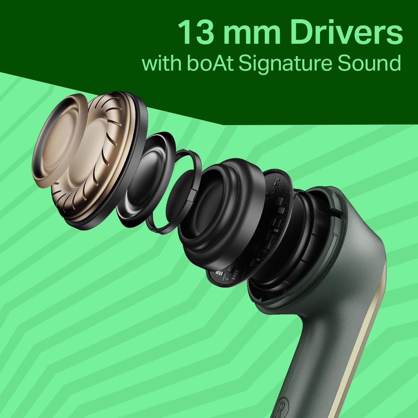 Boat 2025 Launch Airdopes 219, 4Mics ENx, 40H Battery, Best in Segment for Calling, Stream Ad Free Music via App Support, Bluetooth Earbuds, TWS Ear Buds Wireless Earphones with mic (Forest Sage)