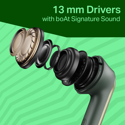 Boat 2025 Launch Airdopes 219, 4Mics ENx, 40H Battery, Best in Segment for Calling, Stream Ad Free Music via App Support, Bluetooth Earbuds, TWS Ear Buds Wireless Earphones with mic (Forest Sage)