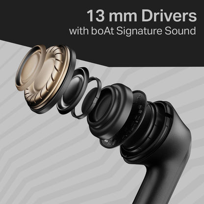 Boat 2025 Launch Airdopes 219, 4Mics ENx, 40H Battery, Best in Segment for Calling, Stream Ad Free Music via App Support, Bluetooth Earbuds, TWS Ear Buds Wireless Earphones with mic (Carbon Black)