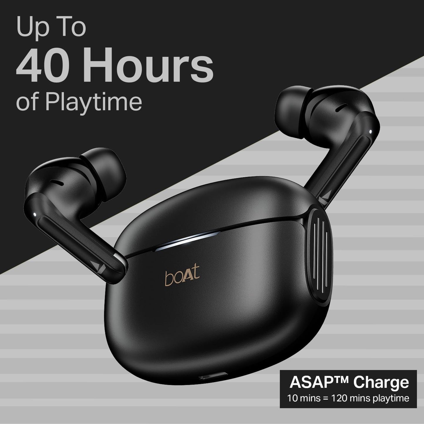 Boat 2025 Launch Airdopes 219, 4Mics ENx, 40H Battery, Best in Segment for Calling, Stream Ad Free Music via App Support, Bluetooth Earbuds, TWS Ear Buds Wireless Earphones with mic (Carbon Black)