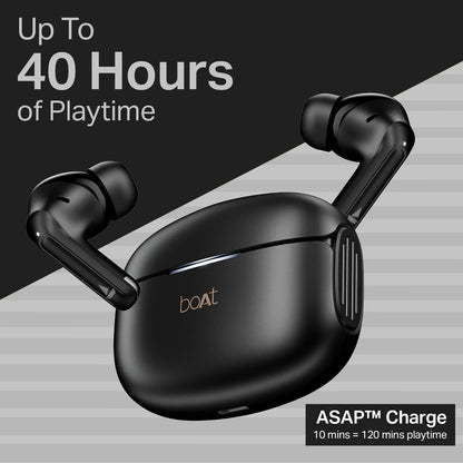 Boat 2025 Launch Airdopes 219, 4Mics ENx, 40H Battery, Best in Segment for Calling, Stream Ad Free Music via App Support, Bluetooth Earbuds, TWS Ear Buds Wireless Earphones with mic (Carbon Black)
