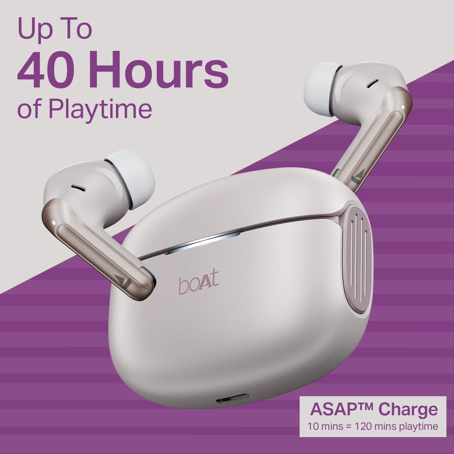 Boat 2025 Launch Airdopes 219, 4Mics ENx, 40H Battery, Best in Segment for Calling, Stream Ad Free Music via App Support, Bluetooth Earbuds, TWS Ear Buds Wireless Earphones with mic (Ivory Mist)