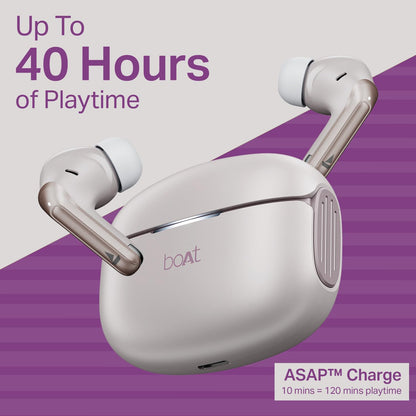 Boat 2025 Launch Airdopes 219, 4Mics ENx, 40H Battery, Best in Segment for Calling, Stream Ad Free Music via App Support, Bluetooth Earbuds, TWS Ear Buds Wireless Earphones with mic (Ivory Mist)