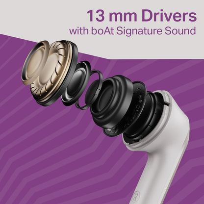 Boat 2025 Launch Airdopes 219, 4Mics ENx, 40H Battery, Best in Segment for Calling, Stream Ad Free Music via App Support, Bluetooth Earbuds, TWS Ear Buds Wireless Earphones with mic (Ivory Mist)