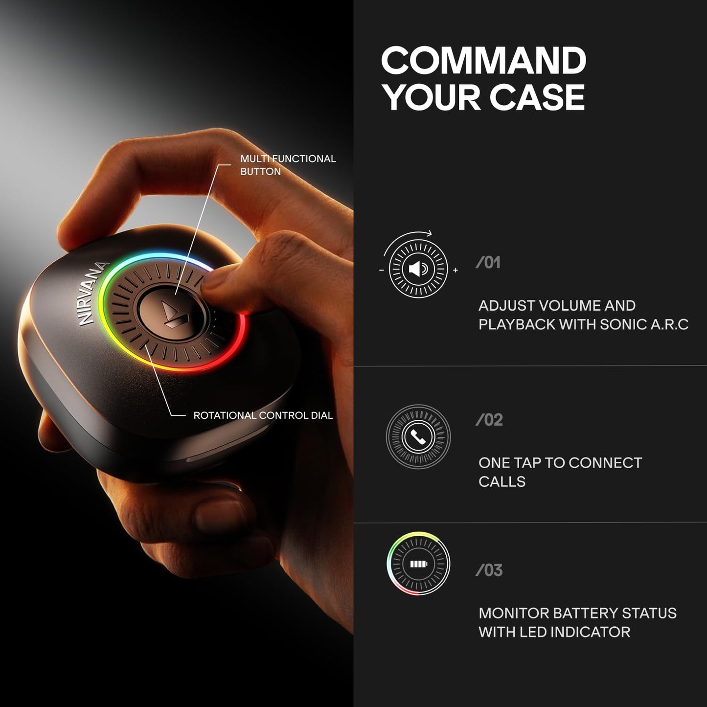 boAt 2026 Launch Nirvana Crown, SONIC ARC, LEDs, Haptic Feedback,50dB Hybrid ANC,Spatial Audio, 6 Mic ENx, App Support, v6.0 Bluetooth Earbuds, TWS Ear Buds Wireless Earphones with mic (Sapphire Blue)