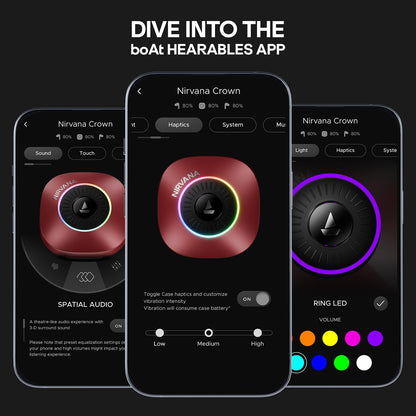 boAt 2026 Launch Nirvana Crown, SONIC ARC, LEDs, Haptic Feedback,50dB Hybrid ANC,Spatial Audio, 6 Mic ENx, App Support, v6.0 Bluetooth Earbuds, TWS Ear Buds Wireless Earphones with mic (Sapphire Blue)