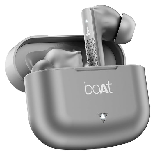 Boat Airdopes 91, 45HRS Battery, 50ms Low Latency, ENx Tech, Fast Charge, IPX4, IWP Tech, v5.3 Bluetooth Earbuds, TWS Ear Buds Wireless Earphones with mic (Mist Grey)