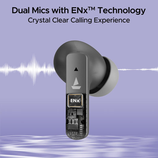 Boat Airdopes 91, 45HRS Battery, 50ms Low Latency, ENx Tech, Fast Charge, IPX4, IWP Tech, v5.3 Bluetooth Earbuds, TWS Ear Buds Wireless Earphones with mic (Mist Grey)