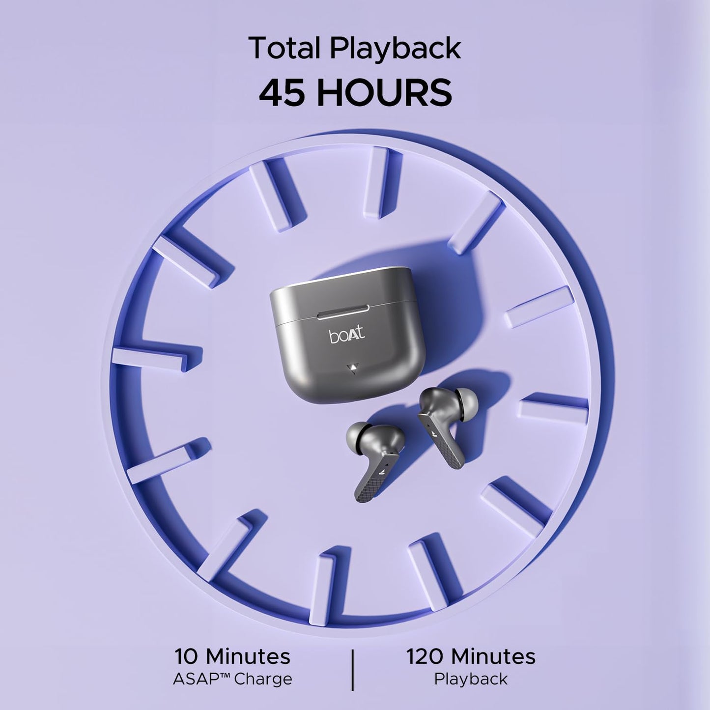Boat Airdopes 91, 45HRS Battery, 50ms Low Latency, ENx Tech, Fast Charge, IPX4, IWP Tech, v5.3 Bluetooth Earbuds, TWS Ear Buds Wireless Earphones with mic (Mist Grey)