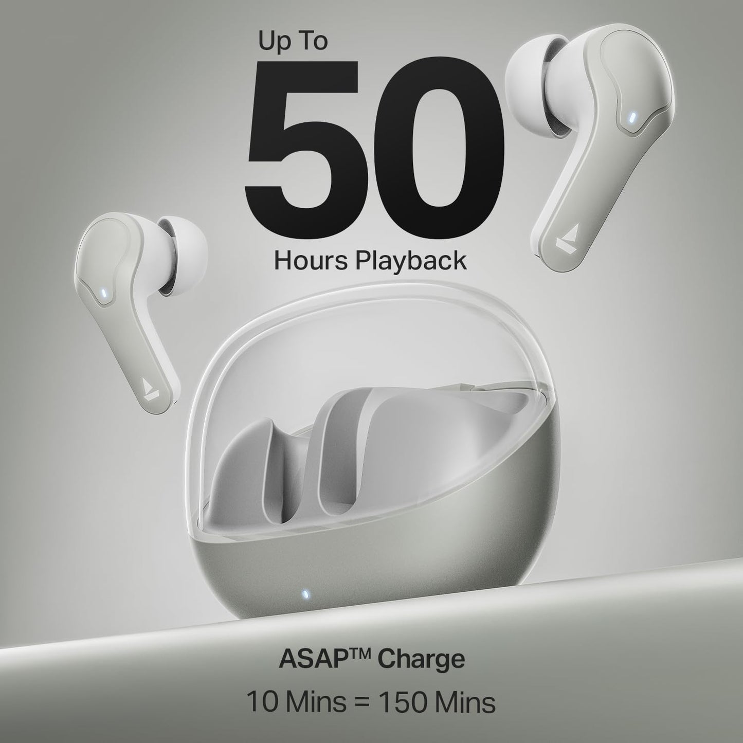 Boat 2025 Launch Airdopes Plus 311,Glass Design,ENx Tech,50 H Battery, Fast Charge, Stream Ad Free Music via App Support, Bluetooth Earbuds, TWS Ear Buds Wireless Earphones with mic (Ash Grey)