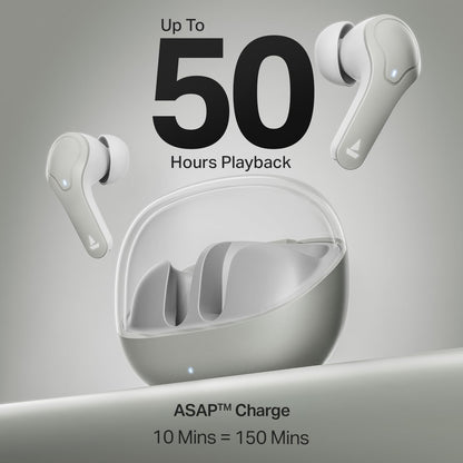 Boat 2025 Launch Airdopes Plus 311,Glass Design,ENx Tech,50 H Battery, Fast Charge, Stream Ad Free Music via App Support, Bluetooth Earbuds, TWS Ear Buds Wireless Earphones with mic (Ash Grey)