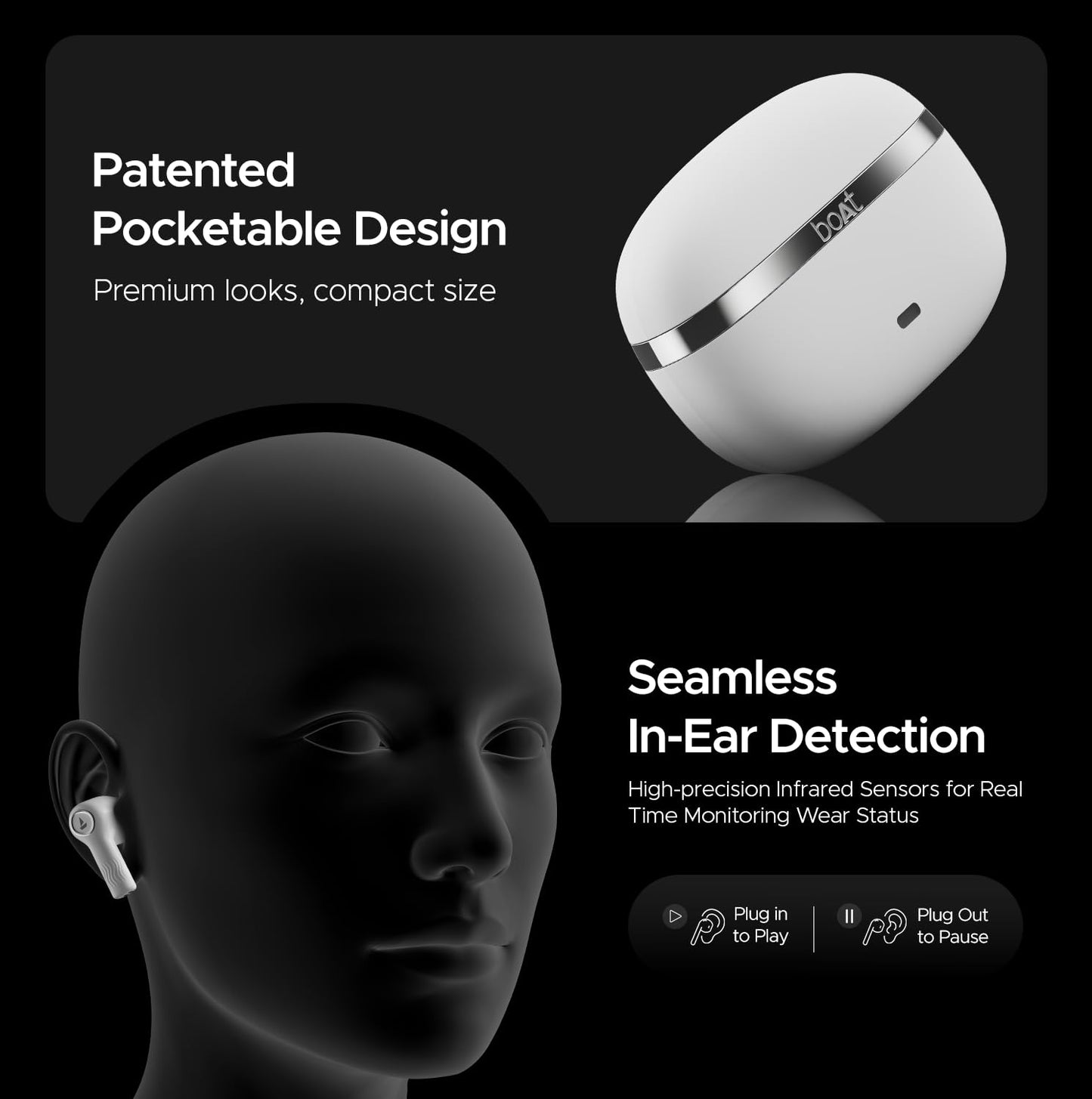 Boat Nirvana Ion, 120HRS Battery, Crystal Bionic Sound w/Dual EQ Modes, 4Mics ENx, App Support, Low Latency, IPX4, v.5.2 Bluetooth TWS in Ear Earbuds Wireless Earphones with mic (Ivory White)