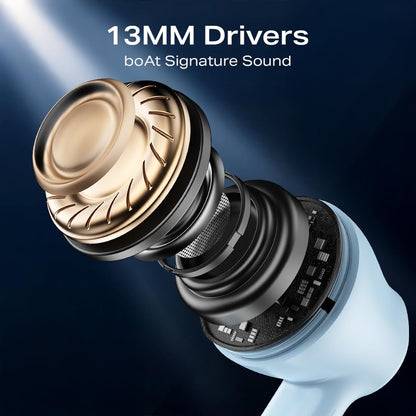 Boat Airdopes 131 Gen 2, 13mm Drivers, 70H Battery, ENx Tech, Beast Mode 45 ms Low Latency, ASAP Charge, Bluetooth Earbuds, TWS Ear Buds Wireless Earphones with mic (Ice Blue)