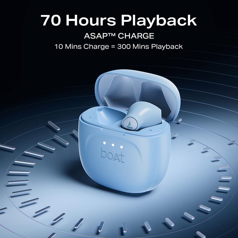 Boat Airdopes 131 Gen 2, 13mm Drivers, 70H Battery, ENx Tech, Beast Mode 45 ms Low Latency, ASAP Charge, Bluetooth Earbuds, TWS Ear Buds Wireless Earphones with mic (Ice Blue)