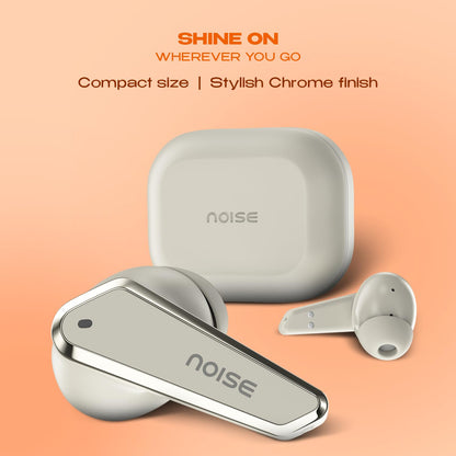 Noise Buds N1 Truly Wireless Earbuds with Chrome Finish, 40H of Playtime, Quad Mic with ENC, Ultra Low Latency Gaming (Up to 40 Ms), Instacharge(10 Min=120 Min), Bluetooth V5.3(Calm Beige)