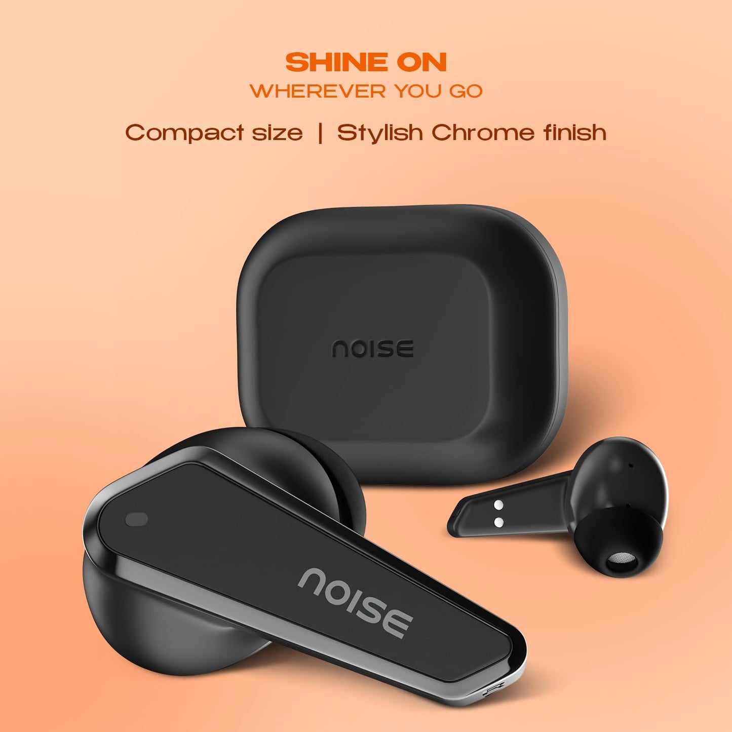 Noise Buds N1 Truly Wireless Earbuds with Chrome Finish, 40H of Playtime, Quad Mic with ENC, Ultra Low Latency Gaming (Up to 40 Ms), Instacharge(10 Min=120 Min), Bluetooth V5.3(Carbon Black)