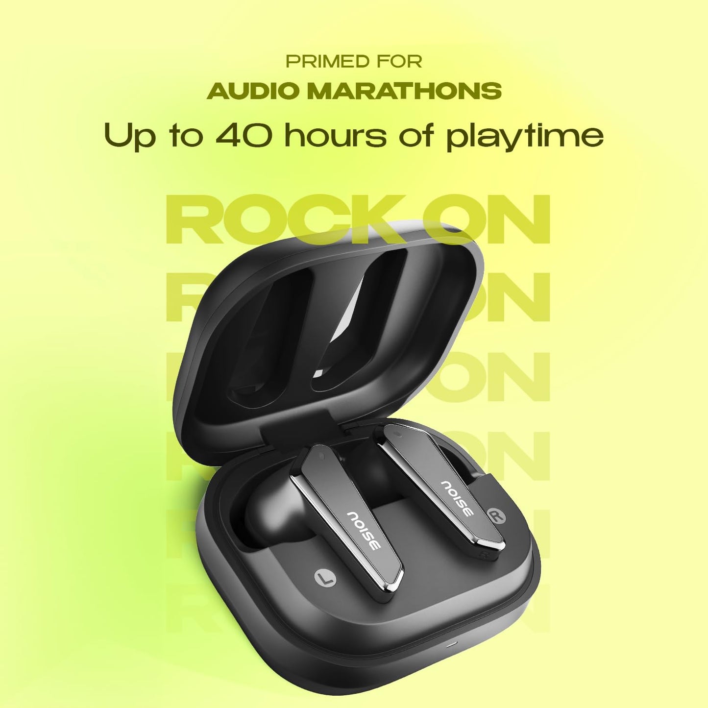 Noise Buds N1 Truly Wireless Earbuds with Chrome Finish, 40H of Playtime, Quad Mic with ENC, Ultra Low Latency Gaming (Up to 40 Ms), Instacharge(10 Min=120 Min), Bluetooth V5.3(Carbon Black)
