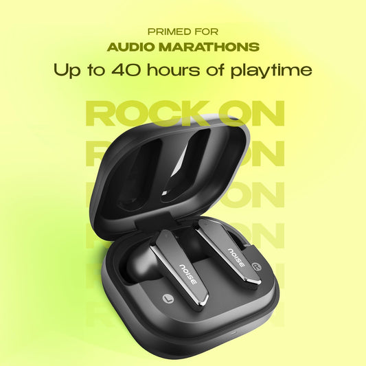 Noise Buds N1 Truly Wireless Earbuds with Chrome Finish, 40H of Playtime, Quad Mic with ENC, Ultra Low Latency Gaming (Up to 40 Ms), Instacharge(10 Min=120 Min), Bluetooth V5.3(Carbon Black)