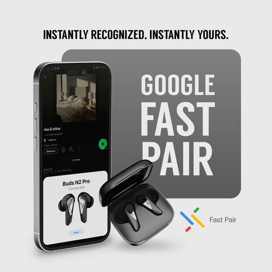 Noise Newly Launched Buds N2 Pro Truly Wireless Earbuds with 70H of Playtime, ANC(Upto 32Db), Dual Pairing, Instacharge(10 Min=200 Min), BT V6.0(Slate Black)