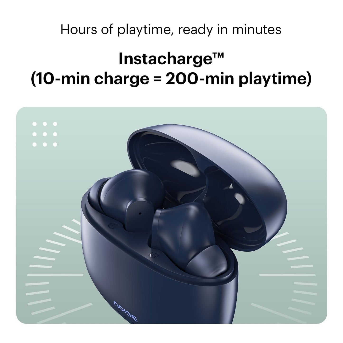 Noise Buds VS104 Truly Wireless Earbuds with 45H of Playtime, Quad Mic with ENC, Instacharge(10 Min=200 Min), 13Mm Driver, Low Latency, BT V5.2 (Midnight Blue)