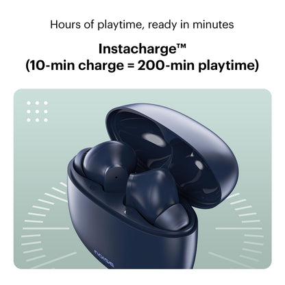 Noise Buds VS104 Truly Wireless Earbuds with 45H of Playtime, Quad Mic with ENC, Instacharge(10 Min=200 Min), 13Mm Driver, Low Latency, BT V5.2 (Midnight Blue)