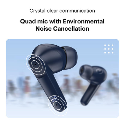 Noise Buds VS104 Truly Wireless Earbuds with 45H of Playtime, Quad Mic with ENC, Instacharge(10 Min=200 Min), 13Mm Driver, Low Latency, BT V5.2 (Midnight Blue)