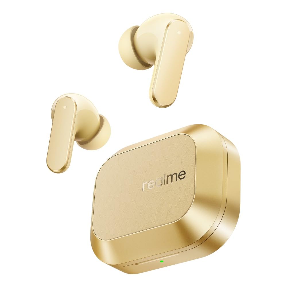 realme Buds Air 8,11mm+6mm Dual Dynamic Bass Drivers,58Hrs Playtime, 55dB ANC,6 Mic ENC, 45ms Low Latency, 360° Spatial Audio, Hi-Res LHDC, IP55 Dust & Water Resistant, BT v5.4 (Master Gold)