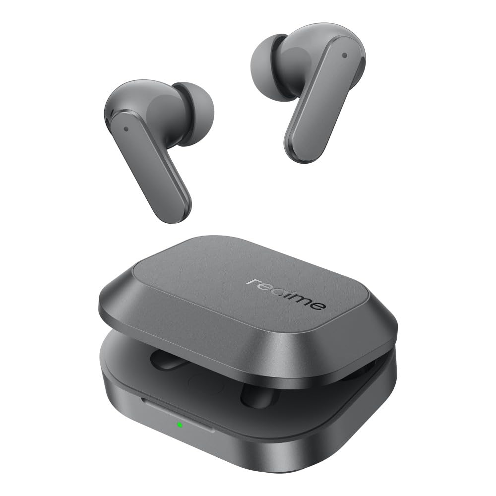 realme Buds Air 8,11mm+6mm Dual Dynamic Bass Drivers,58Hrs Playtime, 55dB ANC,6 Mic ENC, 45ms Low Latency, 360° Spatial Audio, Hi-Res LHDC, IP55 Dust & Water Resistant, BT v5.4 (Master Grey)