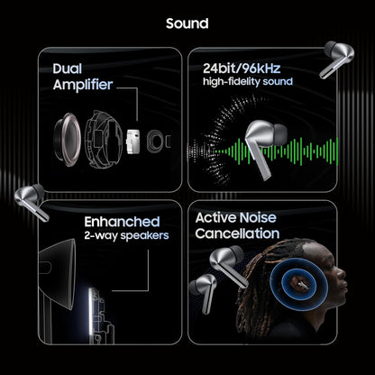 Original Imported Samsung Galaxy Buds3 Pro Wireless Earbuds, Powered by Galaxy AI, IP57, Active Noise Cancellation, Adaptive Noise Control, 37hrs Battery, 360 Surround Sound, Pinch Controls, Galaxy Ecosystem, Matt Silver