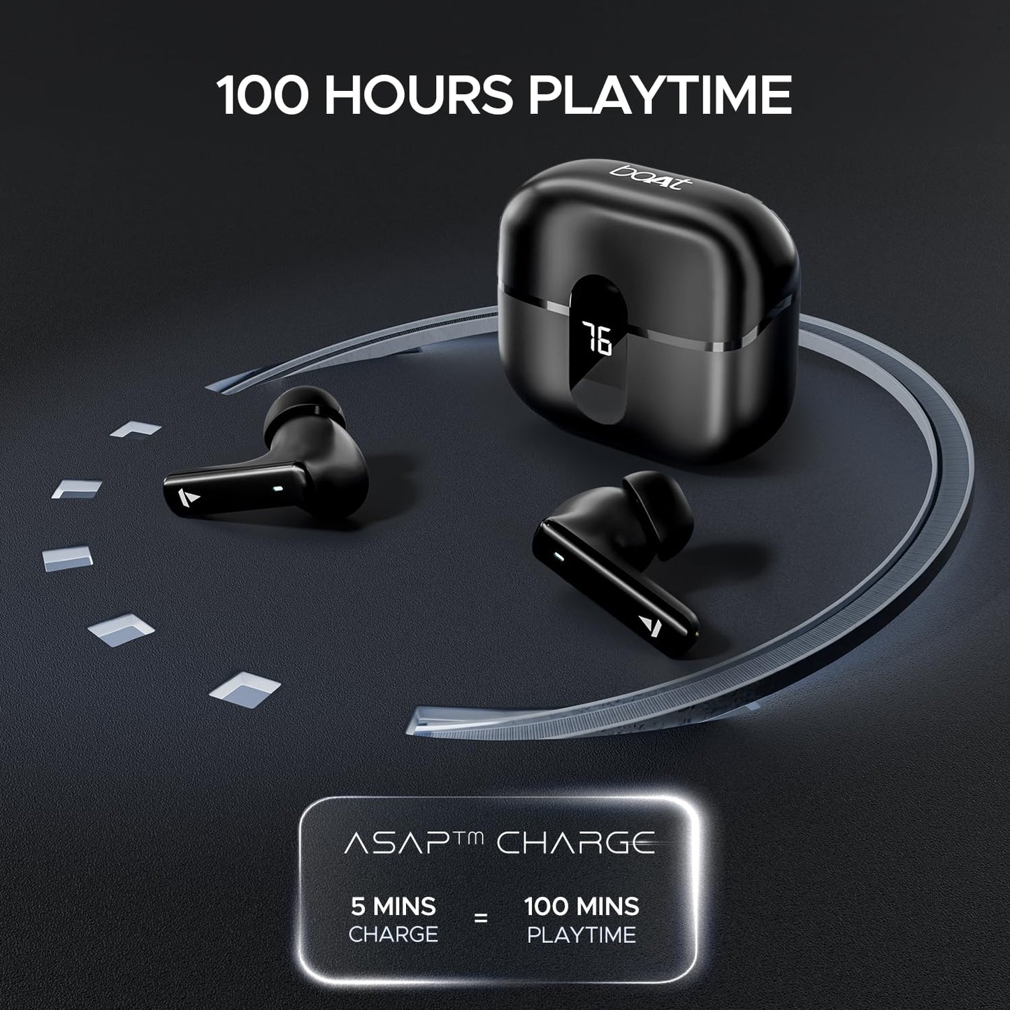 boAt Airdopes 121 Pro Plus,100H Battery,4Mics ENx,Low Latency,Fast Charge, LED Display, Stream Ad Free Music via App Support, Bluetooth in Ear Earbuds, TWS Ear Buds Wireless Earphones with mic (Black)