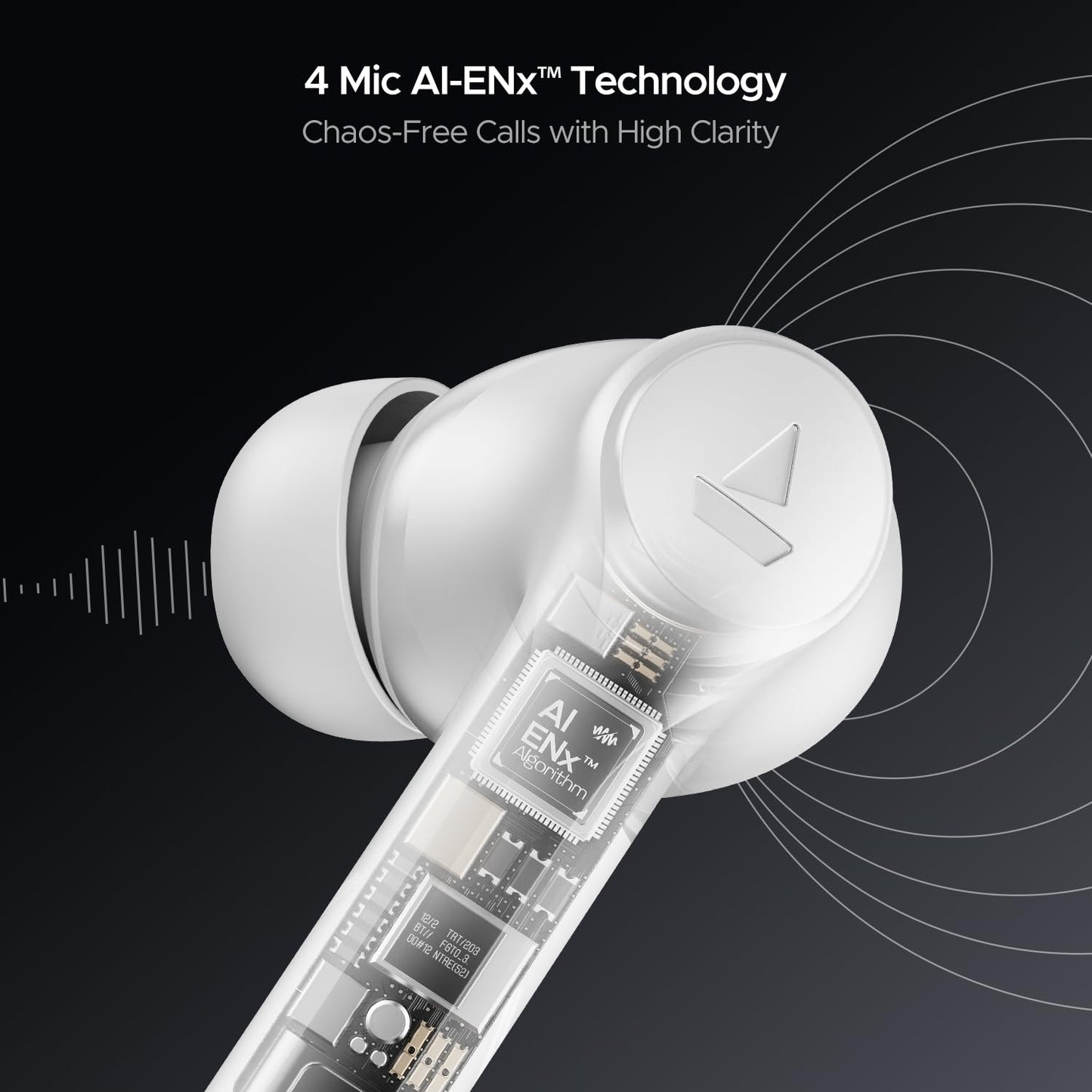 Boat Airdopes 300, Cinematic Spatial Audio, 50HRS Battery, 4Mic AI ENx, Fast Charge, App Support, Low Latency, IPX4, v5.3 Bluetooth TWS in Ear Earbuds Wireless Earphones with mic (Chrome White)